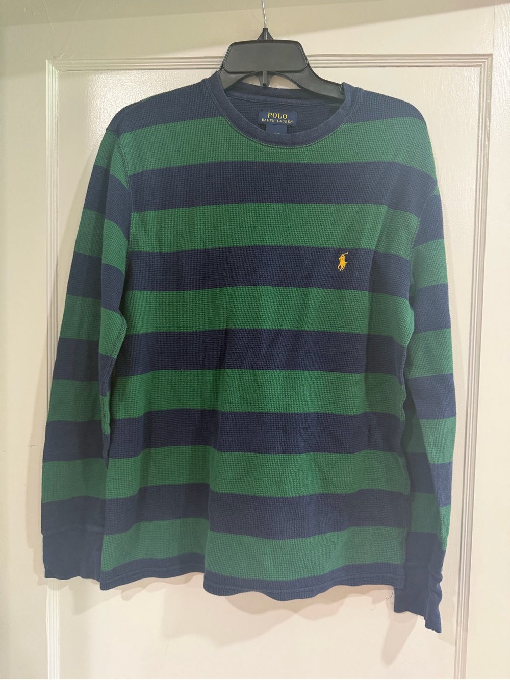 Polo by Ralph Lauren Green & Navy Striped Long-Sleeve Shirt L